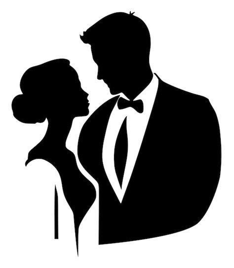 Silueta de pareja de día de boda Vector Premium