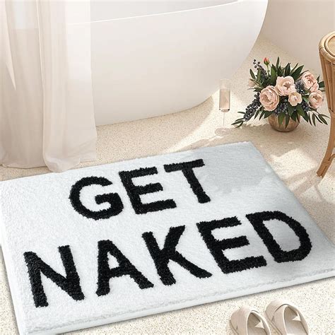 Amazon Koexm Get Naked Bath Mat Bathroom Rugs X Non Slip Washable Black And White