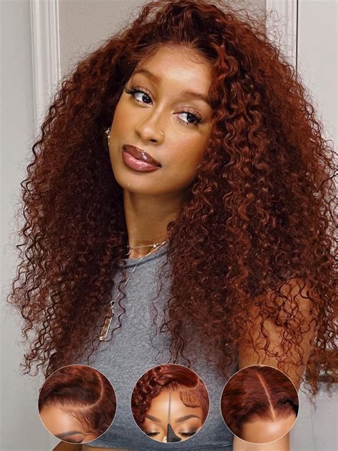 Sunber Bye Bye Knots Glueless Reddish Brown Curly Wig 7x5