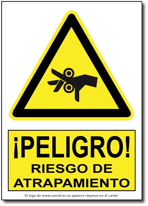 Cartel Peligro Riesgo De Atrapamiento Vinilo Adhesivo O PVC