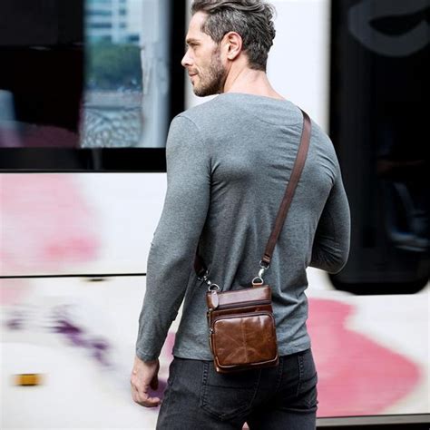 Man Bag In Genuine Leather Small Messenger Bag With Shoulder Strapcross Body 5 Colors