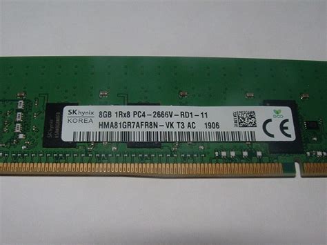 SK Hynix 8GB PC4 2666V 1Rx8 ECC RAM HMA81GR7AFR8N VK Server Memory