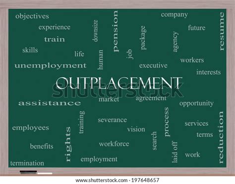 Outplacement Word Cloud Concept On Blackboard Stock Illustration