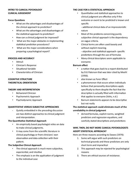 Icp Clinical Judgment Intro To Clinical Psychology Clinical Judgement