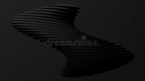 Black Sliced Shape Black Background Abstract Monochrome Illustration