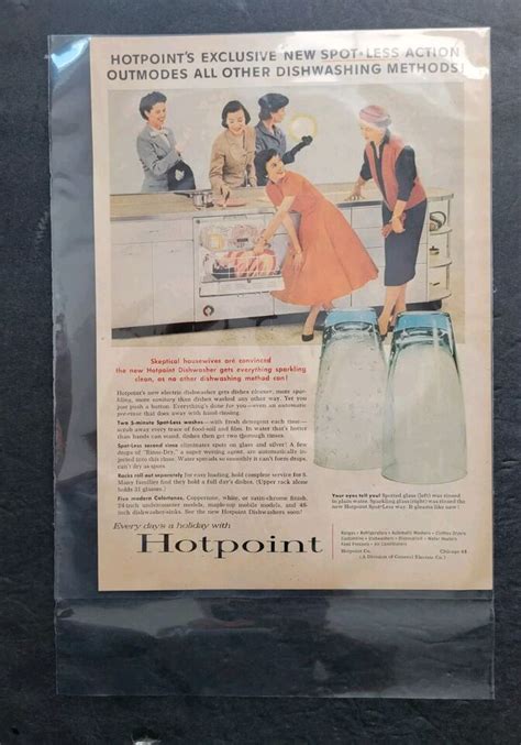 Hotpoint Spot Less Dish Washer Promo Print Advertisement Vintage 1956 Ebay