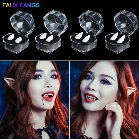 Amusingtao 4 Pairs Vampires Dentures Vampires Teeth Fangs Fake Teeth