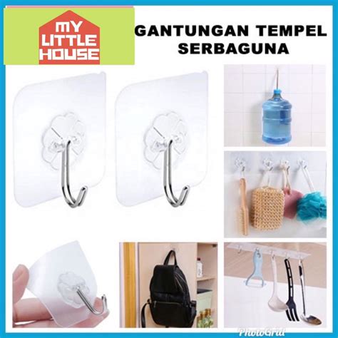 Jual Gantungan Hook Tempel Transparant Serbaguna Gantungan Magic Hanger