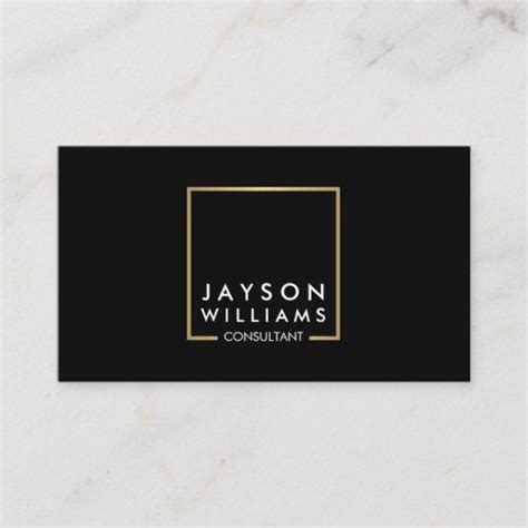 Professional Black And Faux Gold Square Logo Ii Business Card Square Logo Square