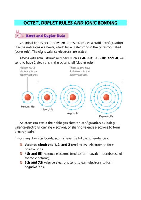 SOLUTION Octet Duplet Rules And Ionic Bonding Study Notes Study