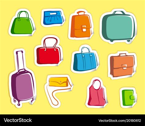 Bags and suitcases doodles on stickers Royalty Free Vector