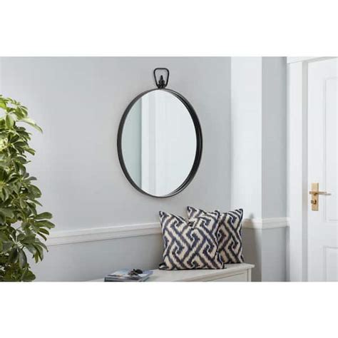 StyleWell Medium Round Black Classic Accent Mirror With Handle 32 5 In