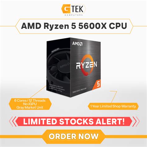 AMD Ryzen 5 5600X CPU W Wraith Stealth CPU Cooler AM4 Processor Box