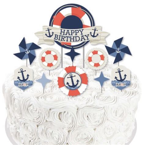 Big Dot Of Happiness Ahoy Nautical Birthday Party Cake Decor Kit