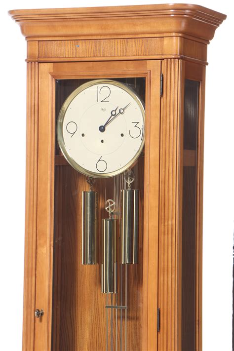 Sligh Contemporary Style Oak Grandfather Clock Late 20th Century Ebth