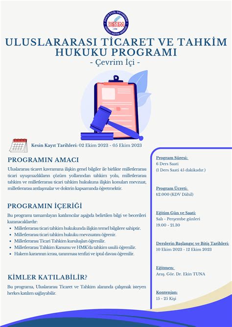 Uluslararası Ticaret ve Tahkim Hukuku Programı DESEM