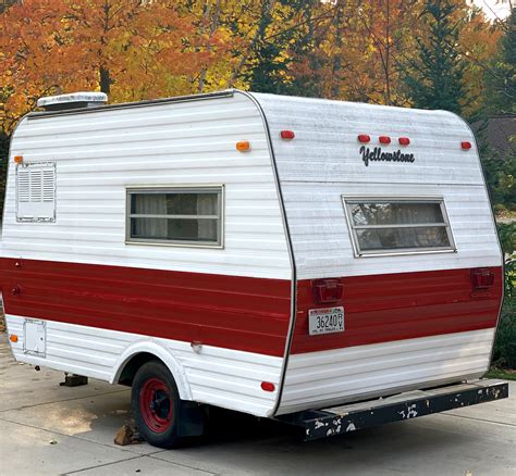 Vintage Camper Decorated for Fall ~ White Arrows Home