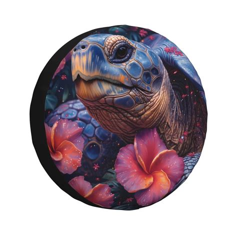 Junzan Realistic Flower Turtle Tire Cover Wheel Protector For Truck Suv