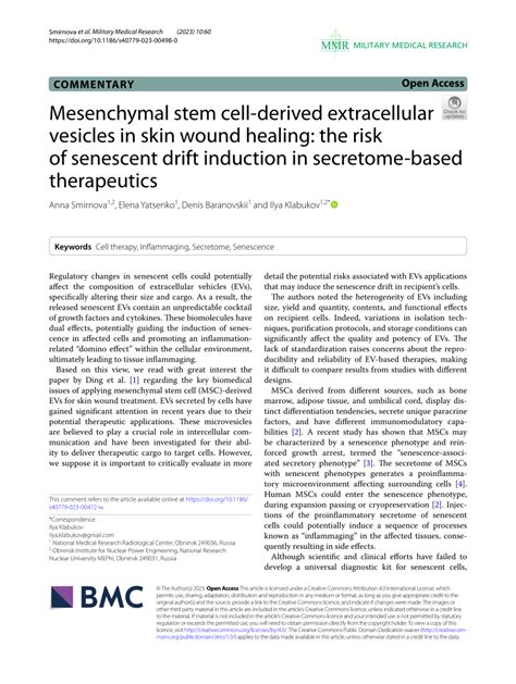 Pdf Mesenchymal Stem Cell Derived Extracellular Vesicles In Skin