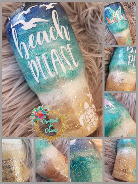 Beach Tumbler Beach Please Glitter Stainless Steel Etsy Beach