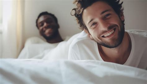 Premium Photo Two Gay Men Lying In Bed Early In The Morning Valentine S Day Concept