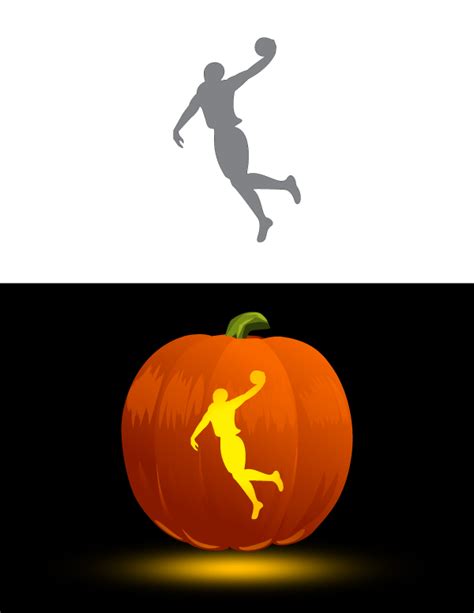 Printable Dunking Basketball Player Pumpkin Stencil