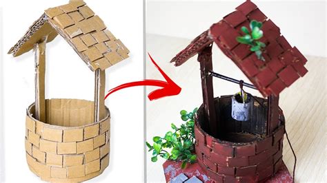 How To Make Diy Well Using Cardboard Mini Homemade Water Well Youtube