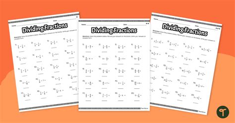 Dividing Fractions Differentiated Worksheets Teach Starter