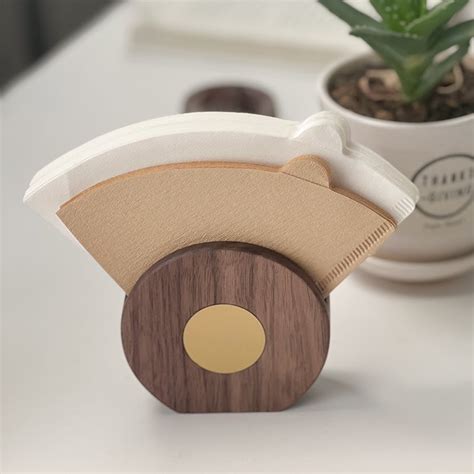 Wood Grain Coffee Filter Paper Holder Plastic Coffee Filter Storage Container Dispenser Rack