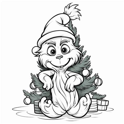 Grinch Christmas Tree Coloring Page Coloring Nation