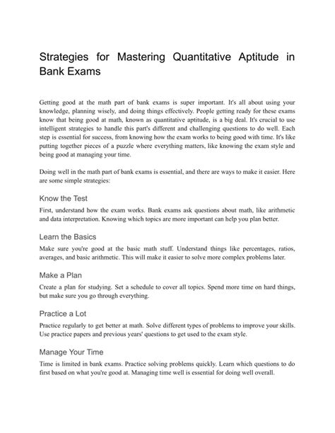 PPT Strategies For Mastering Quantitative Aptitude In Bank Exams