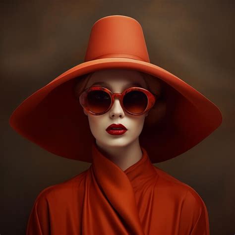 Premium Ai Image A Woman In A Red Dress And Red Hat Is Wearing A Red