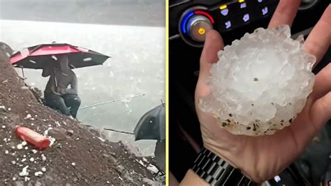 Massive Hailstones Crash Down Onto People Caught Outdoors The Weather