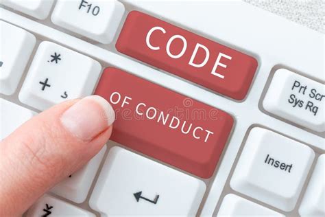 Writing Displaying Text Code Of Conduct Word Written On Ethics Rules