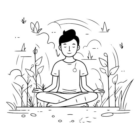 Hombre Meditando En Posici N De Loto En El Parque Vector Premium