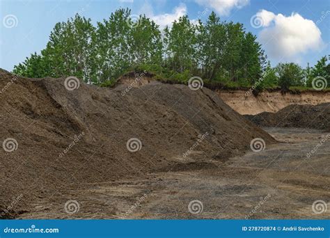 Gravel And Sand A Large Pile Of Construction Sand In A Quarry Stock