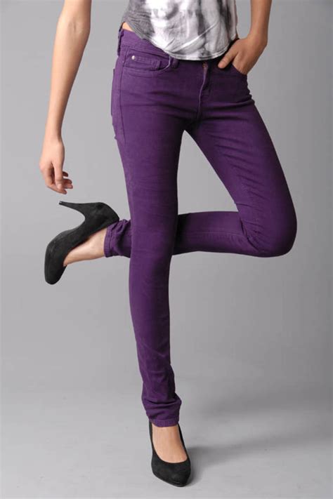 The Junkie Stretch Twill Skinny Jeans In Purple 31 Tobi Us