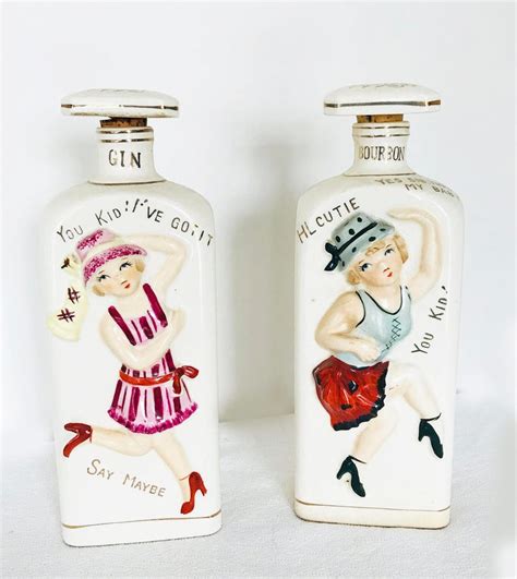 Vintage Alcohol Decanters Flapper Pin Up Girl Circa 1940 50 Etsy