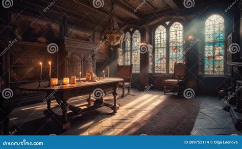 Medieval Historical Rooms Realistic Stock Illustration - Illustration of castle, throne: 289752114