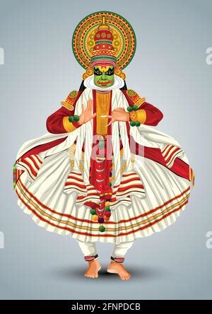 Kerala traditional folk dance kathakali full size vector illustration ...