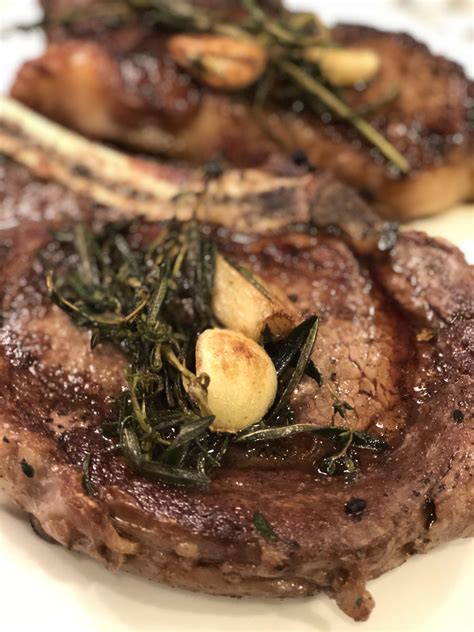 Homemade Ribeye Bone In Seasoned With Salt Pepper Rosemary Thyme