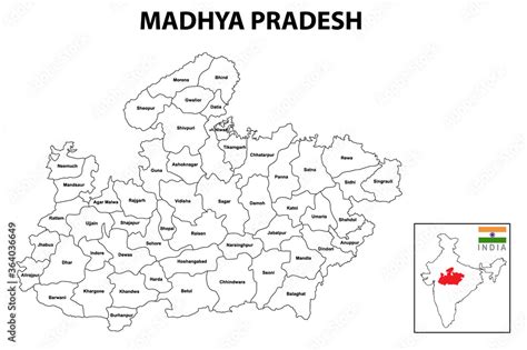 Madhya Pradesh Map Political And Administrative Map Of Madhya Pradesh With Districts Name