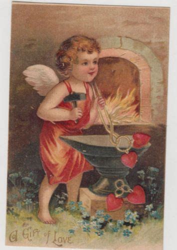 Valentine S Day Gift Of Love Cupid Blacksmith Postcard Ebay Vintage