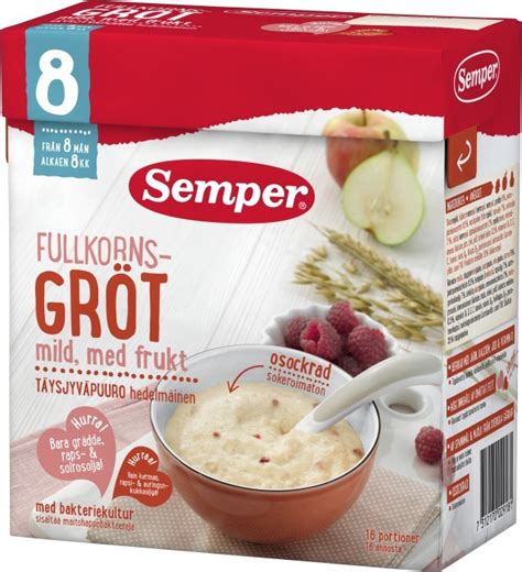 Köp Semper Fullkornsgröt Mild med Frukt 8M 480 g på apotea se