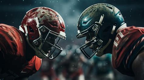 Premium Ai Image Two American Football Players Face To Face In