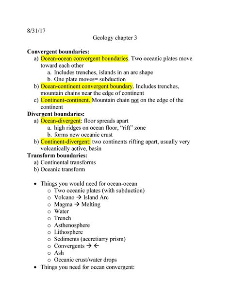 Introduction To Geology I Midterm Exam Guide 8 31 Geology Chapter 3