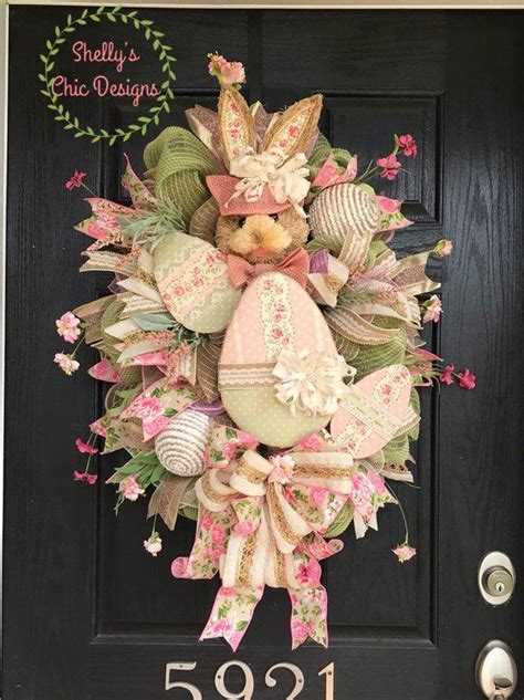 Easter Wreath Bunny Wreath Easter Mesh Wreath Whimsical Etsy Easter