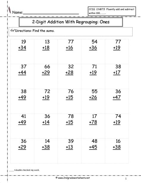 Second Grade Math Work | Free Worksheets Samples