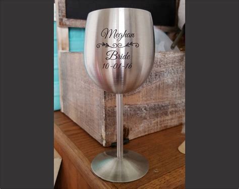 Personalized Stainless Steel Wine Glass 9 Oz Engraved Wine Etsy