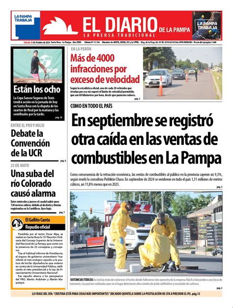 Tapa De El Diario En Papel S Bado De Octubre De El Diario De